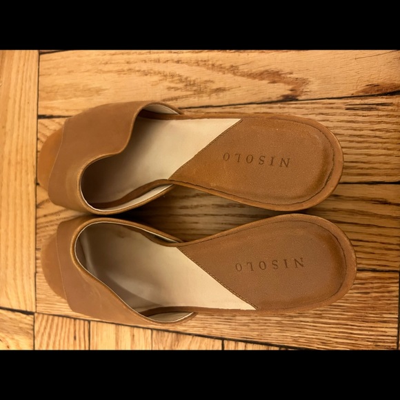 Nisolo Tan Open Toe Heeled Leather Sandals Size 7.5 - Picture 2 of 10